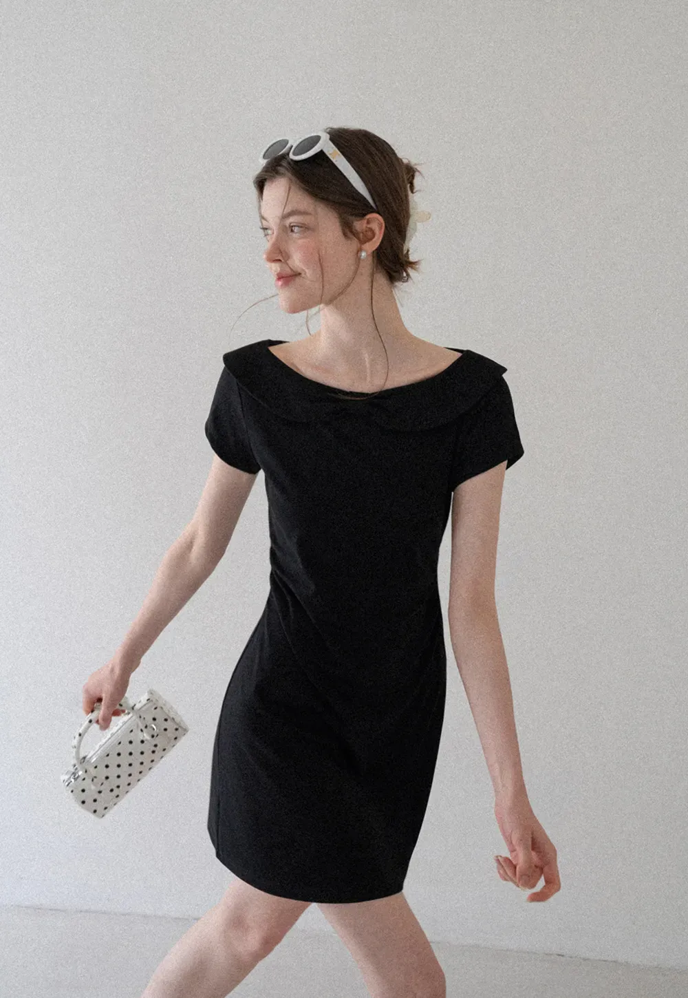 Peter Pan Collar Short Sleeve Mini Dress