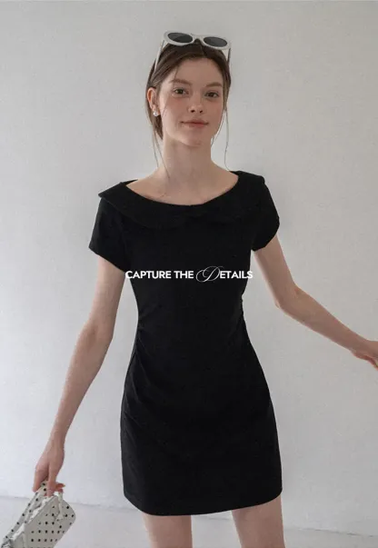 Minikleid mit Peter-Pan-Kragen und kurzen Ärmeln