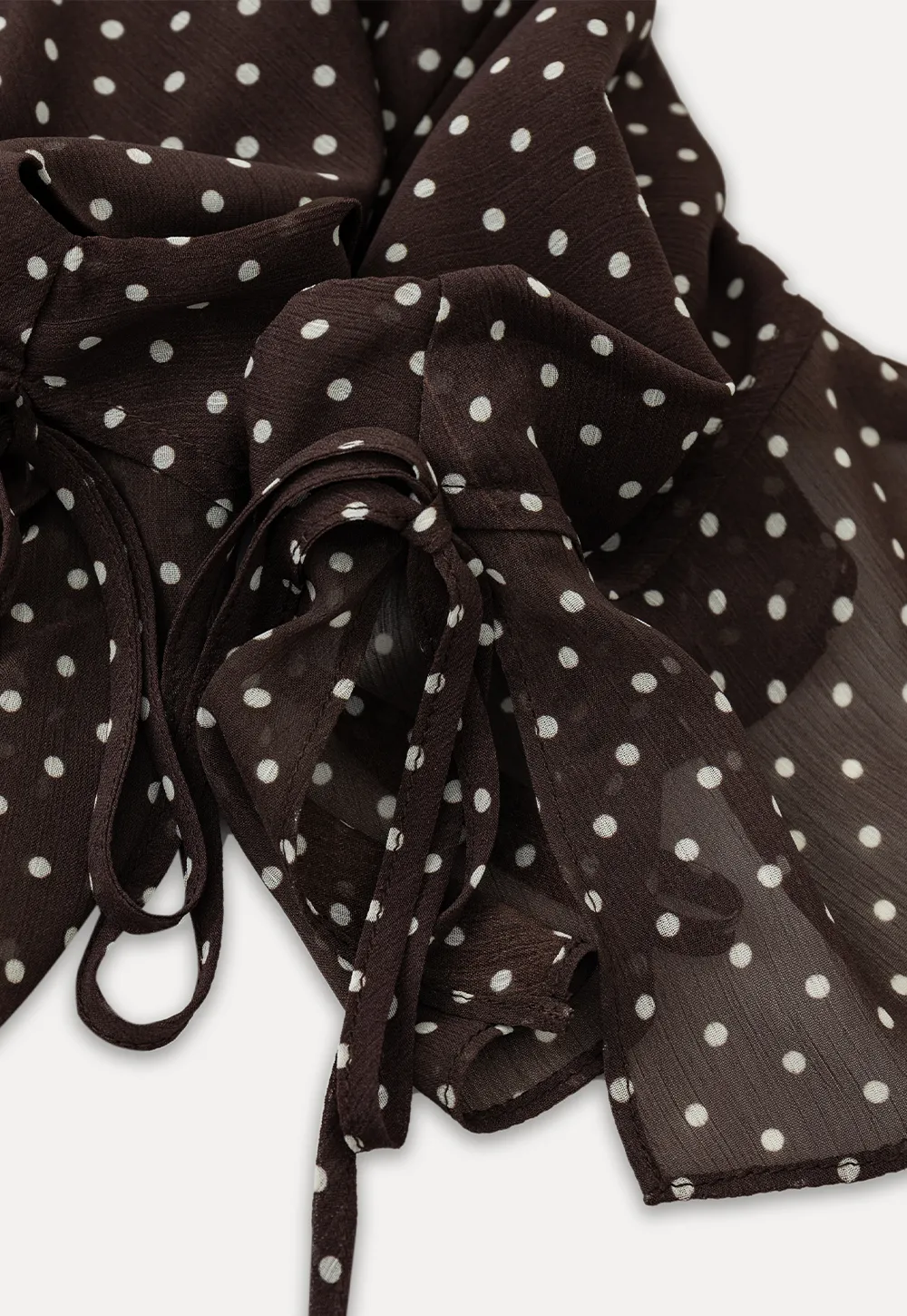 Polka Dot V Neck Tie Sleeve A Line Dress