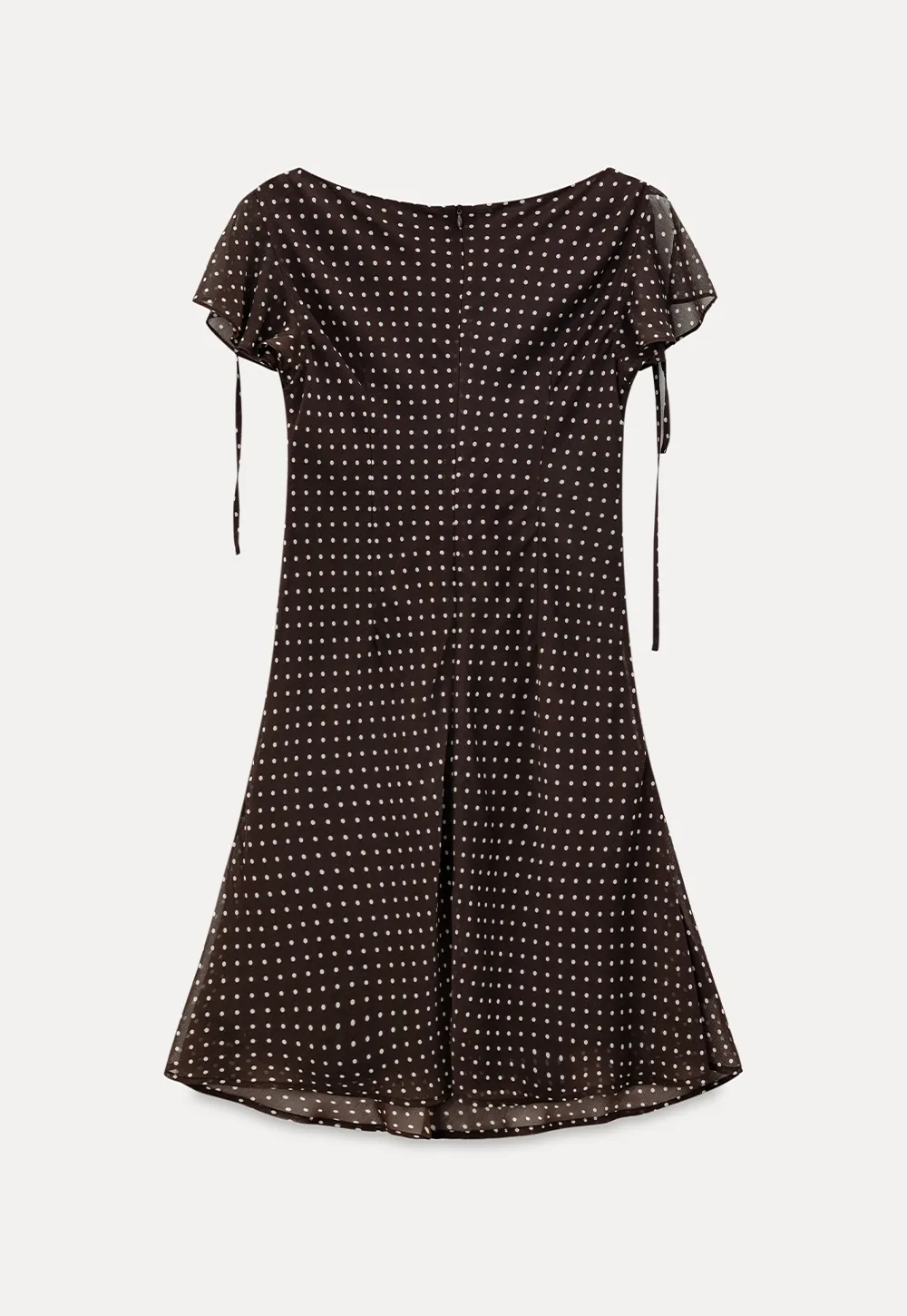 Polka Dot V Neck Tie Sleeve A Line Dress