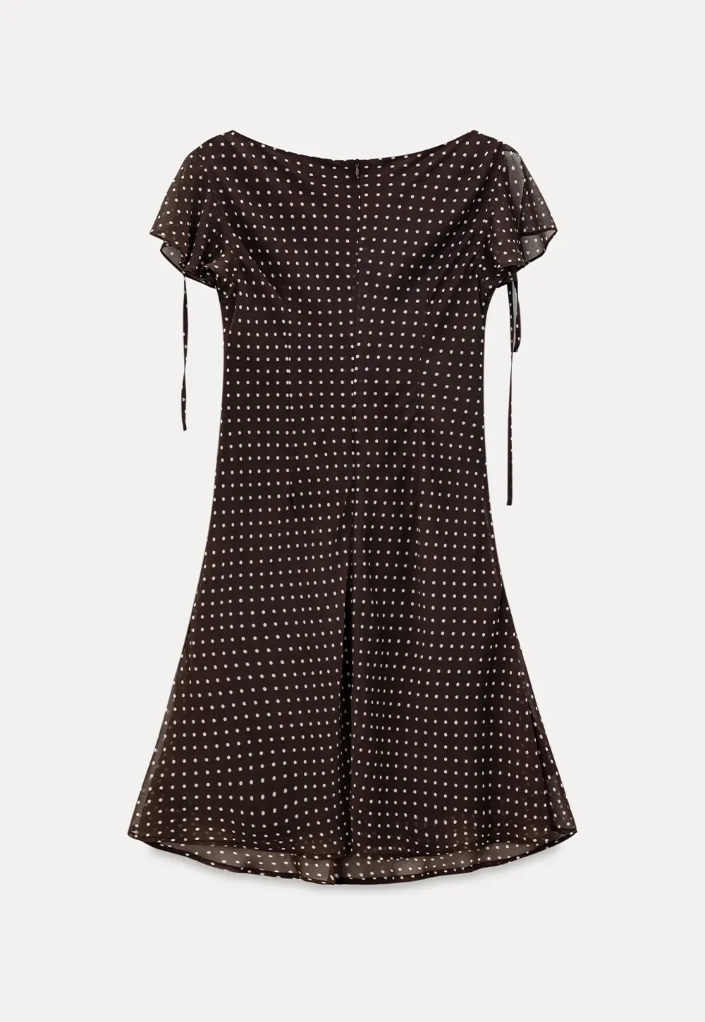 Polka Dot V Neck Tie Sleeve A Line Dress