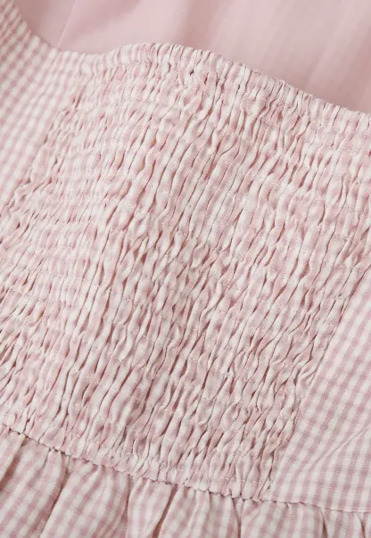 Gingham Check Halter Neck Drawstring Dress