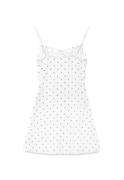 Polka Dot Print Drawstring Waist Slip Dress