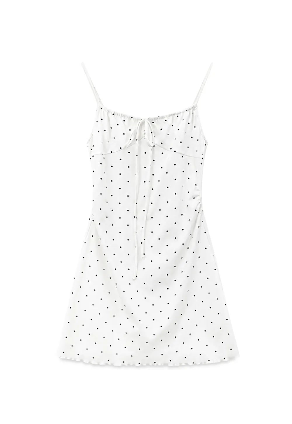 Polka Dot Print Drawstring Waist Slip Dress