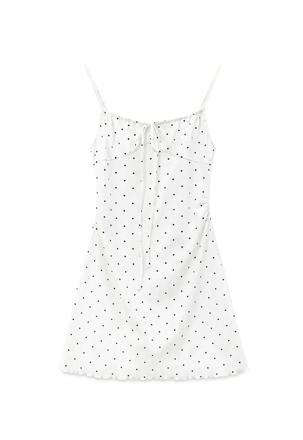 Polka Dot Print Drawstring Waist Slip Dress