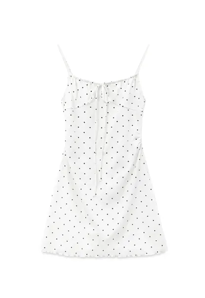 Polka Dot Print Drawstring Waist Slip Dress