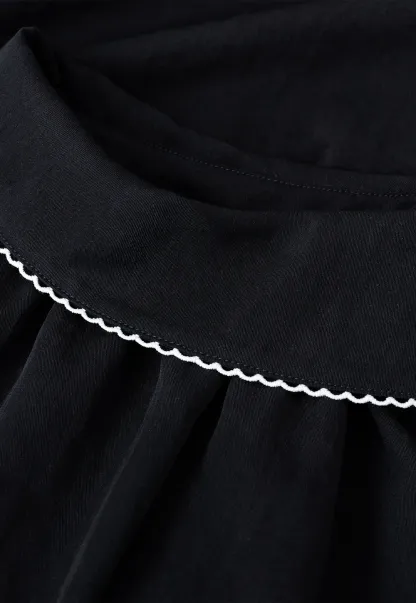 High Neck Sleeveless Pleated Dress with Embroidered Trim