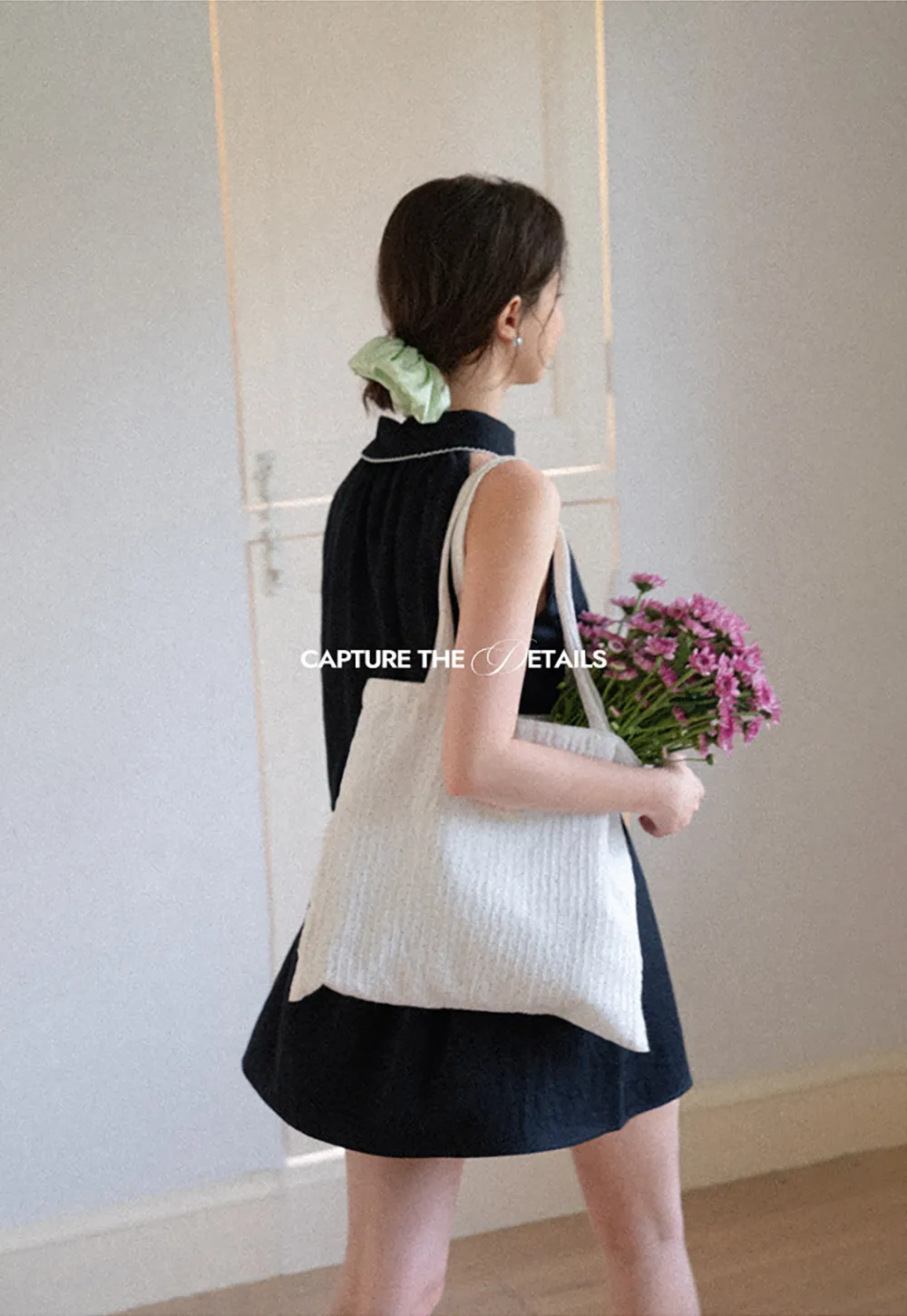 High Neck Sleeveless Pleated Dress with Embroidered Trim