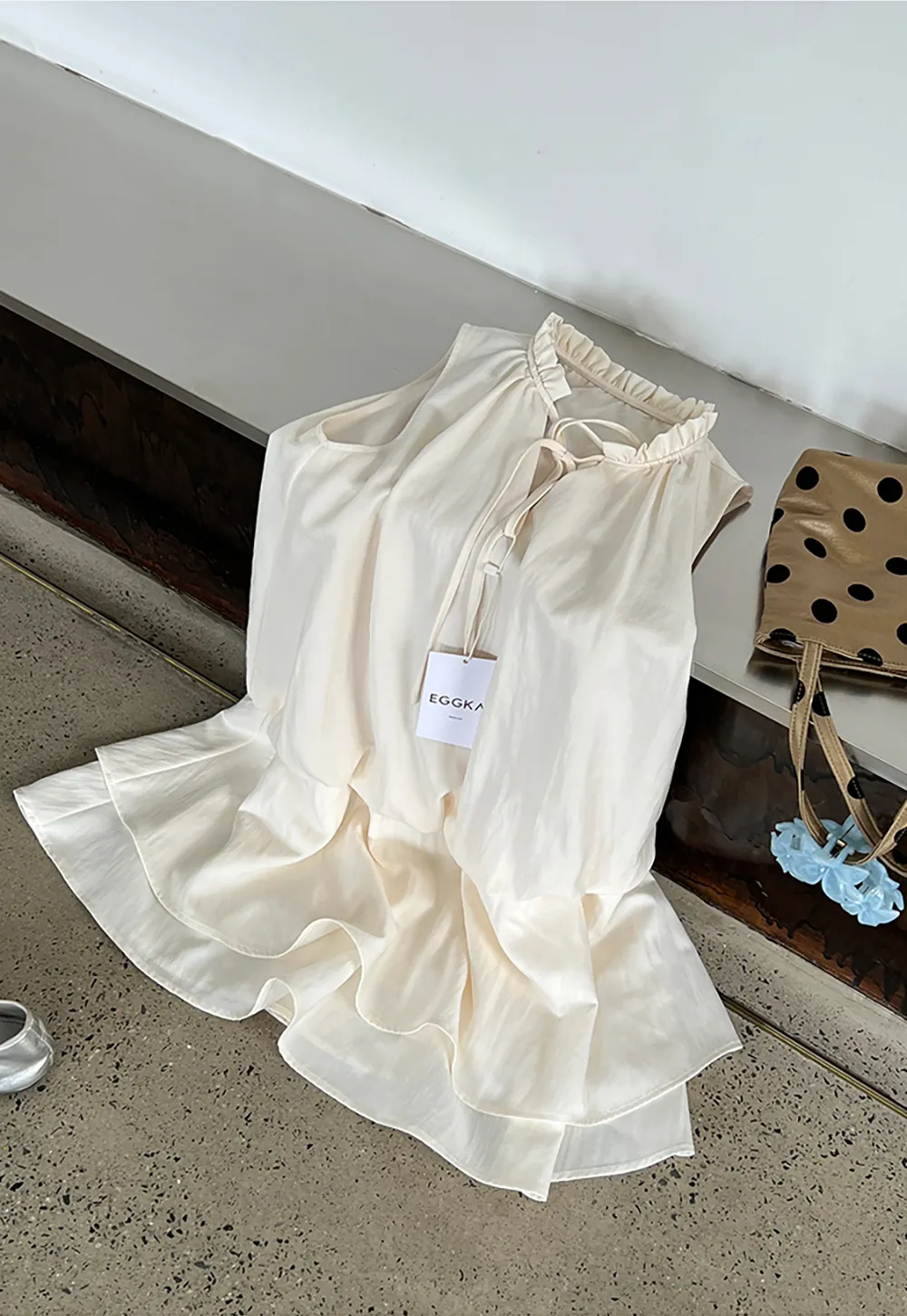 Tiered Ruffle Sleeveless Dress with Tie Neck