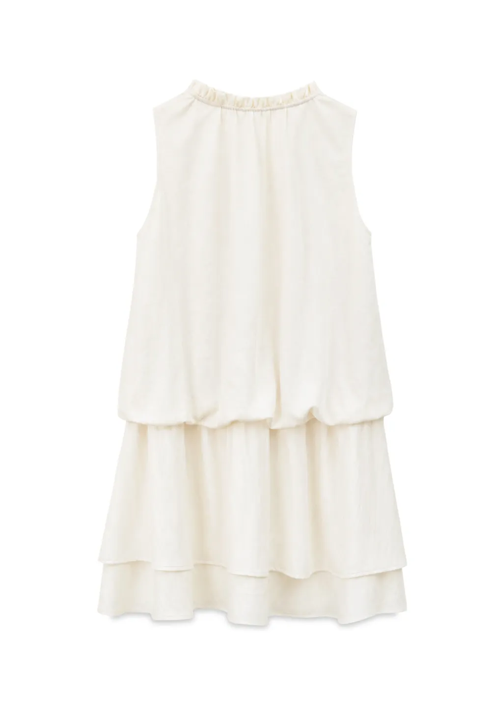 Tiered Ruffle Sleeveless Dress with Tie Neck