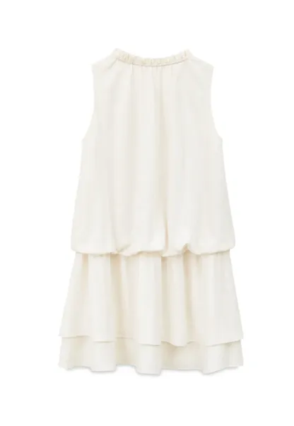 Tiered Ruffle Sleeveless Dress with Tie Neck