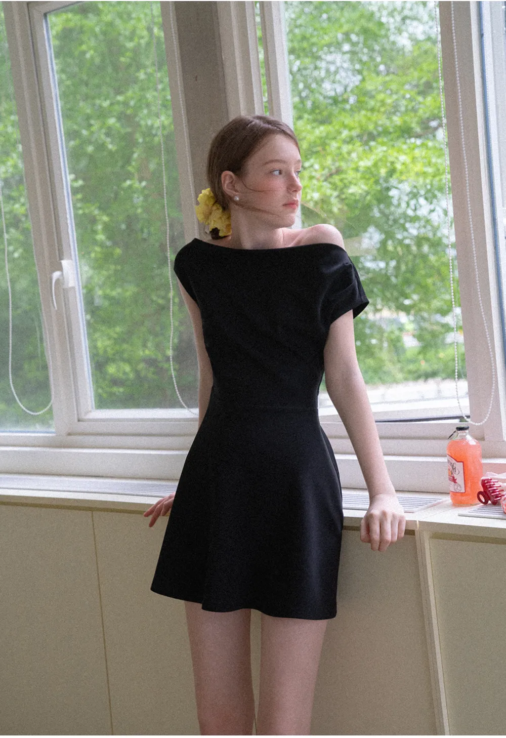 Off Shoulder Cutout Back Tie Waist Dress