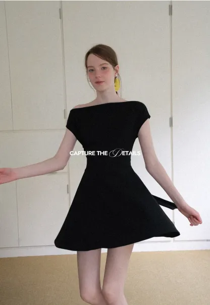 Off Shoulder Cutout Back Tie Waist Dress