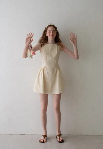 Square Neck Sleeveless A-Line Dress