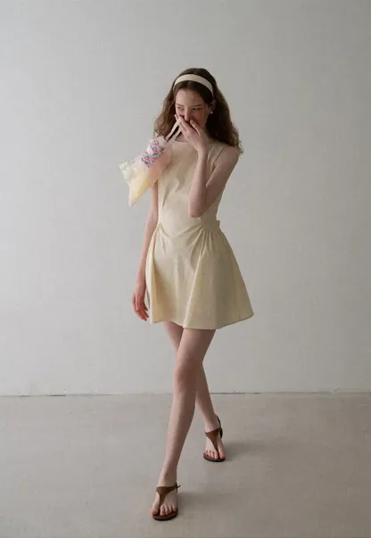 Square Neck Sleeveless A-Line Dress