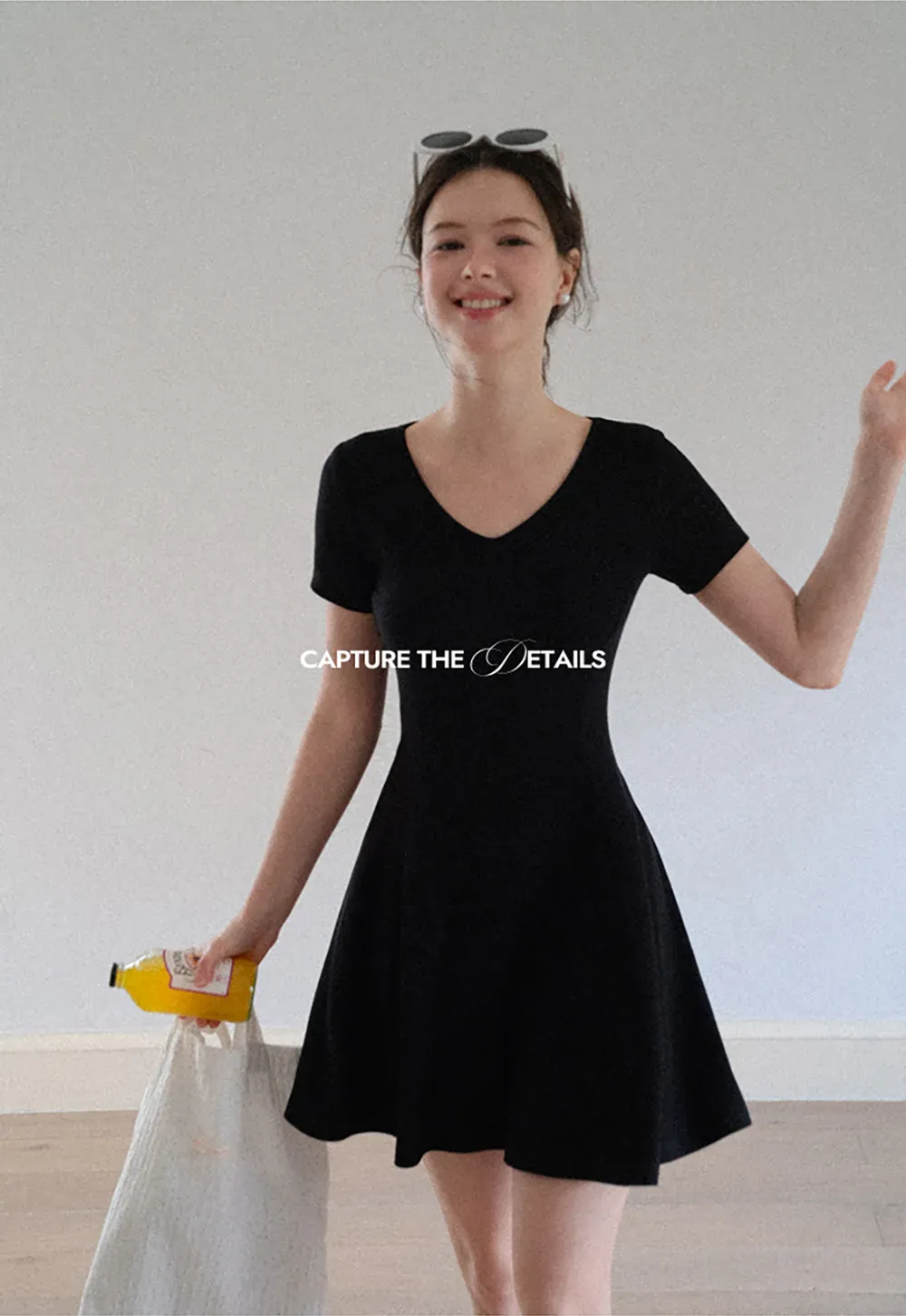 V Neck Short Sleeve A Line Dress