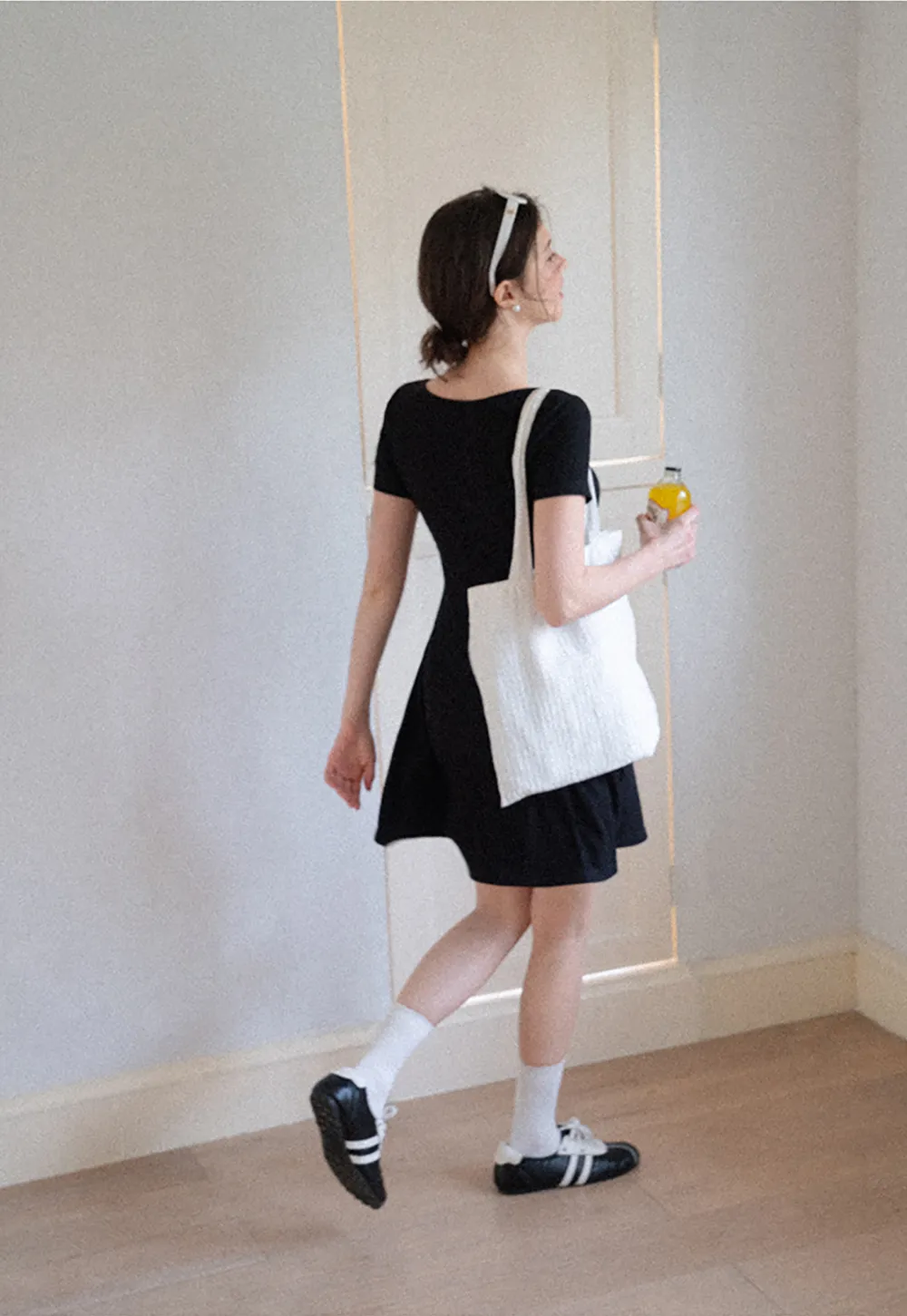 V Neck Short Sleeve A Line Dress