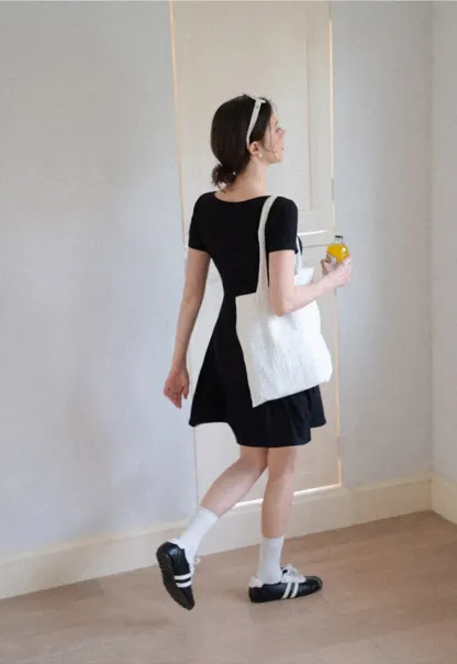 V Neck Short Sleeve A Line Dress