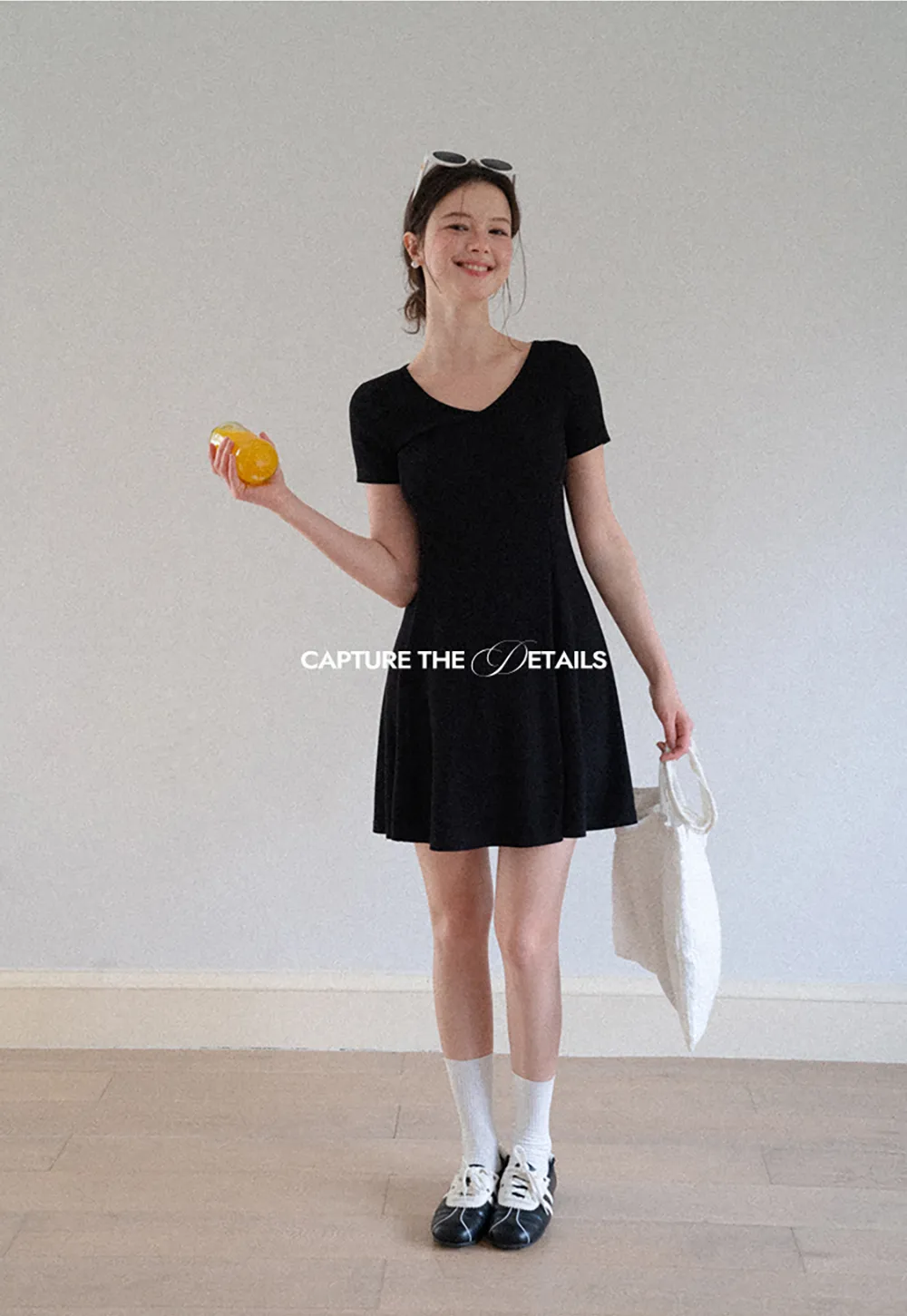 V Neck Short Sleeve A Line Dress