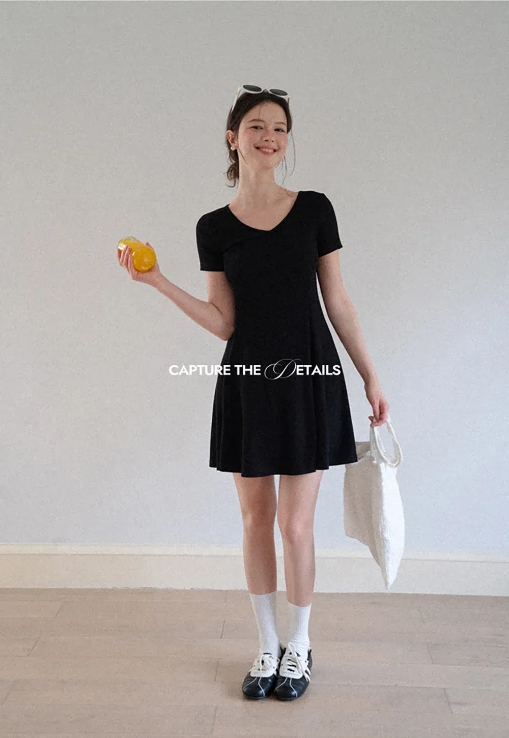 V Neck Short Sleeve A Line Dress