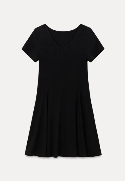 V Neck Short Sleeve A Line Dress