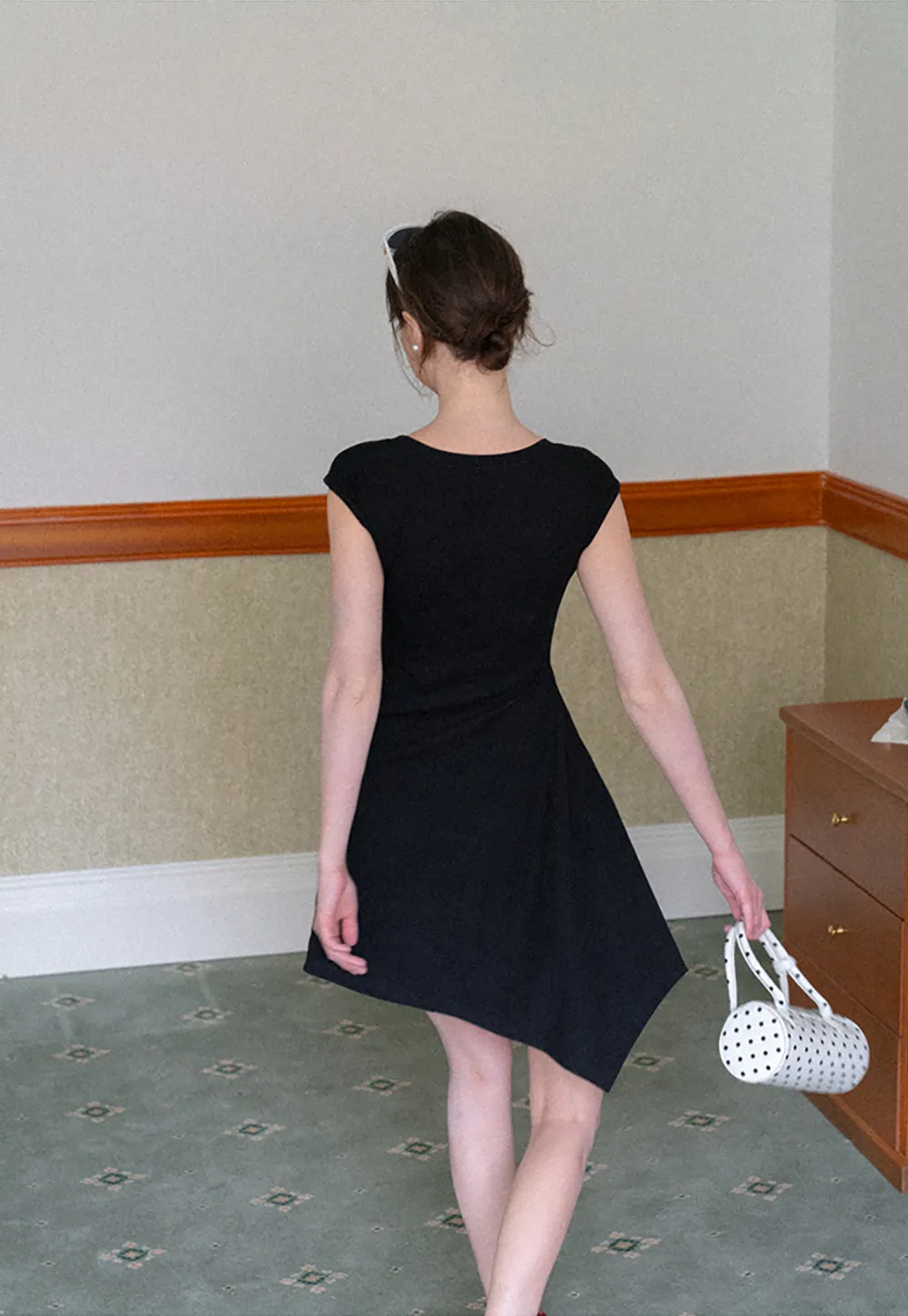 Square Neck Cap Sleeve A-Line Dress