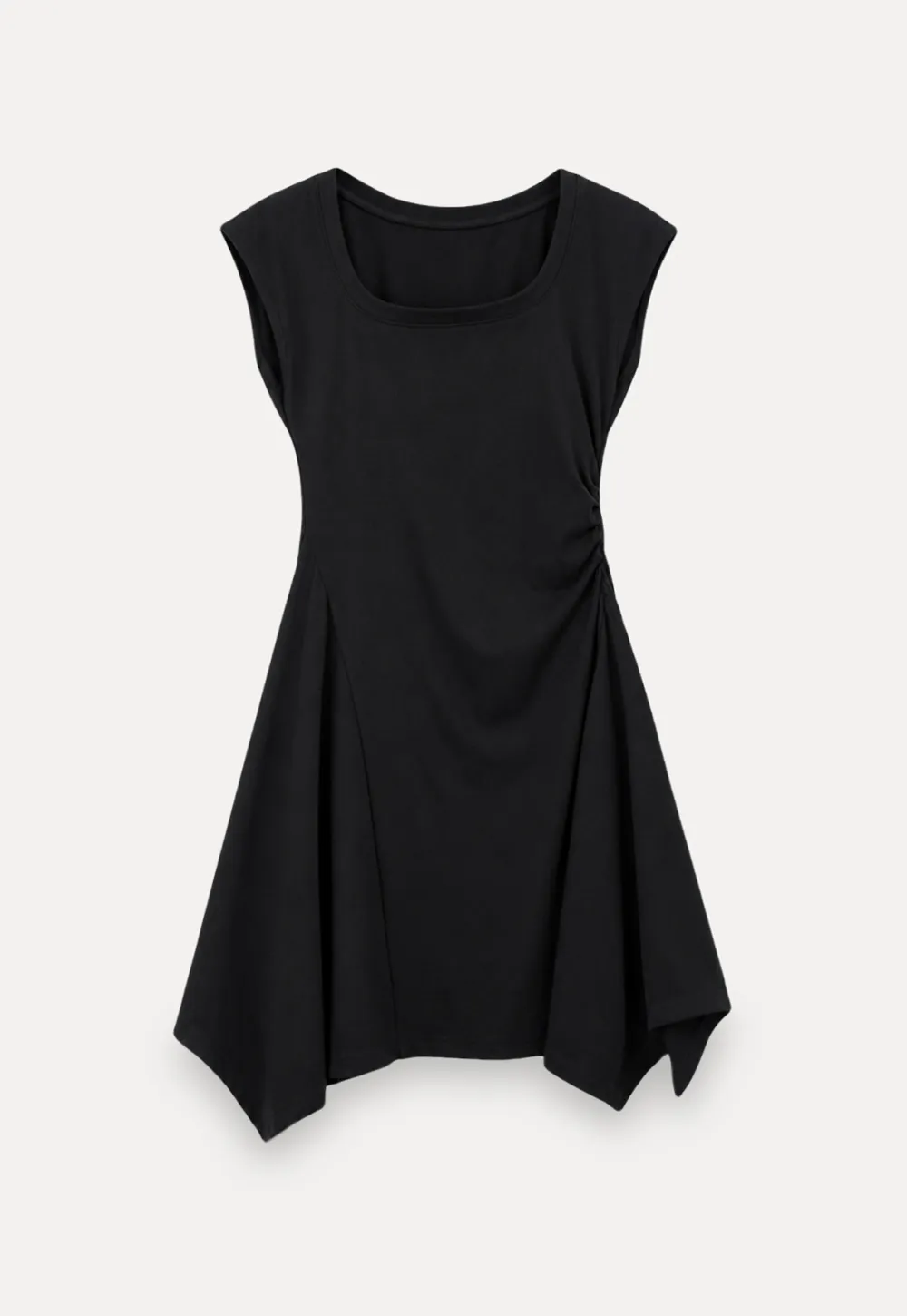 Square Neck Cap Sleeve A-Line Dress