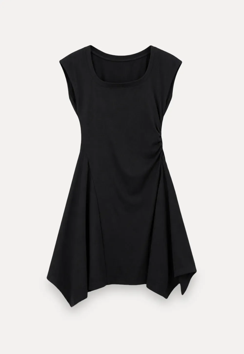 Square Neck Cap Sleeve A-Line Dress