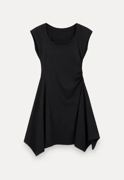 Square Neck Cap Sleeve A-Line Dress