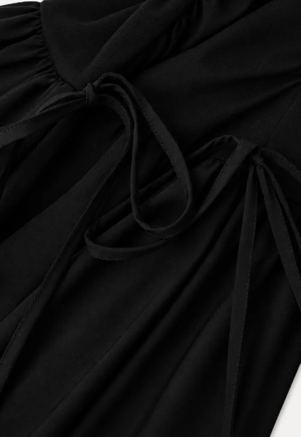 Drawstring Waist Puff Sleeve Mini Dress