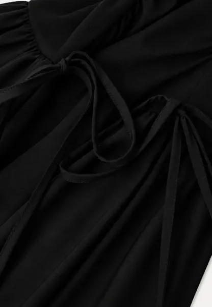 Drawstring Waist Puff Sleeve Mini Dress