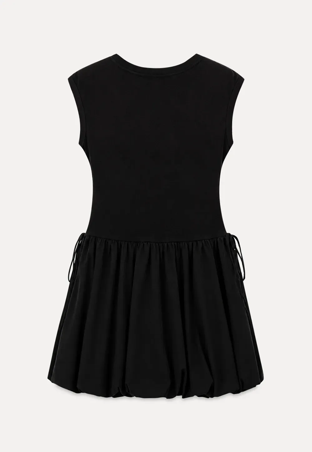 Drawstring Waist Puff Sleeve Mini Dress