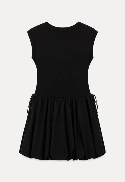 Drawstring Waist Puff Sleeve Mini Dress