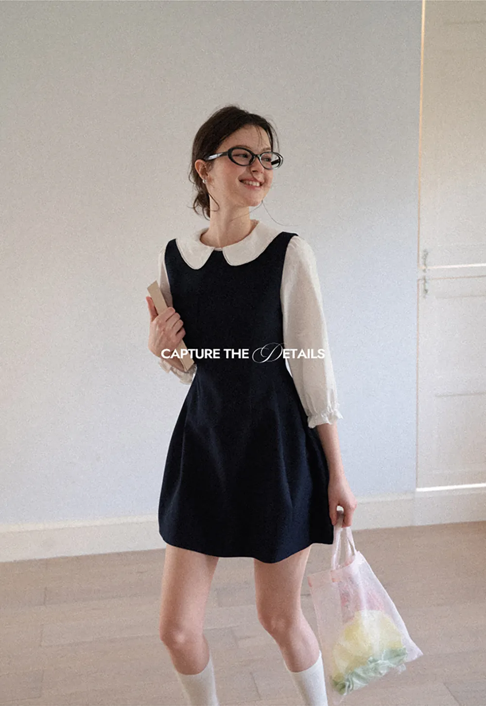 Peter Pan Collar Puff Sleeve Layered Dress