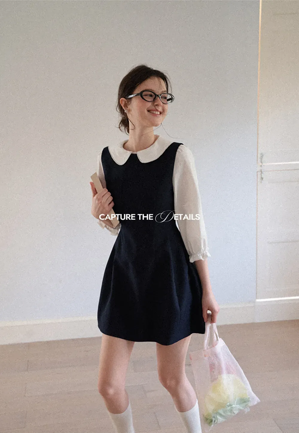 Peter Pan Collar Puff Sleeve Layered Dress