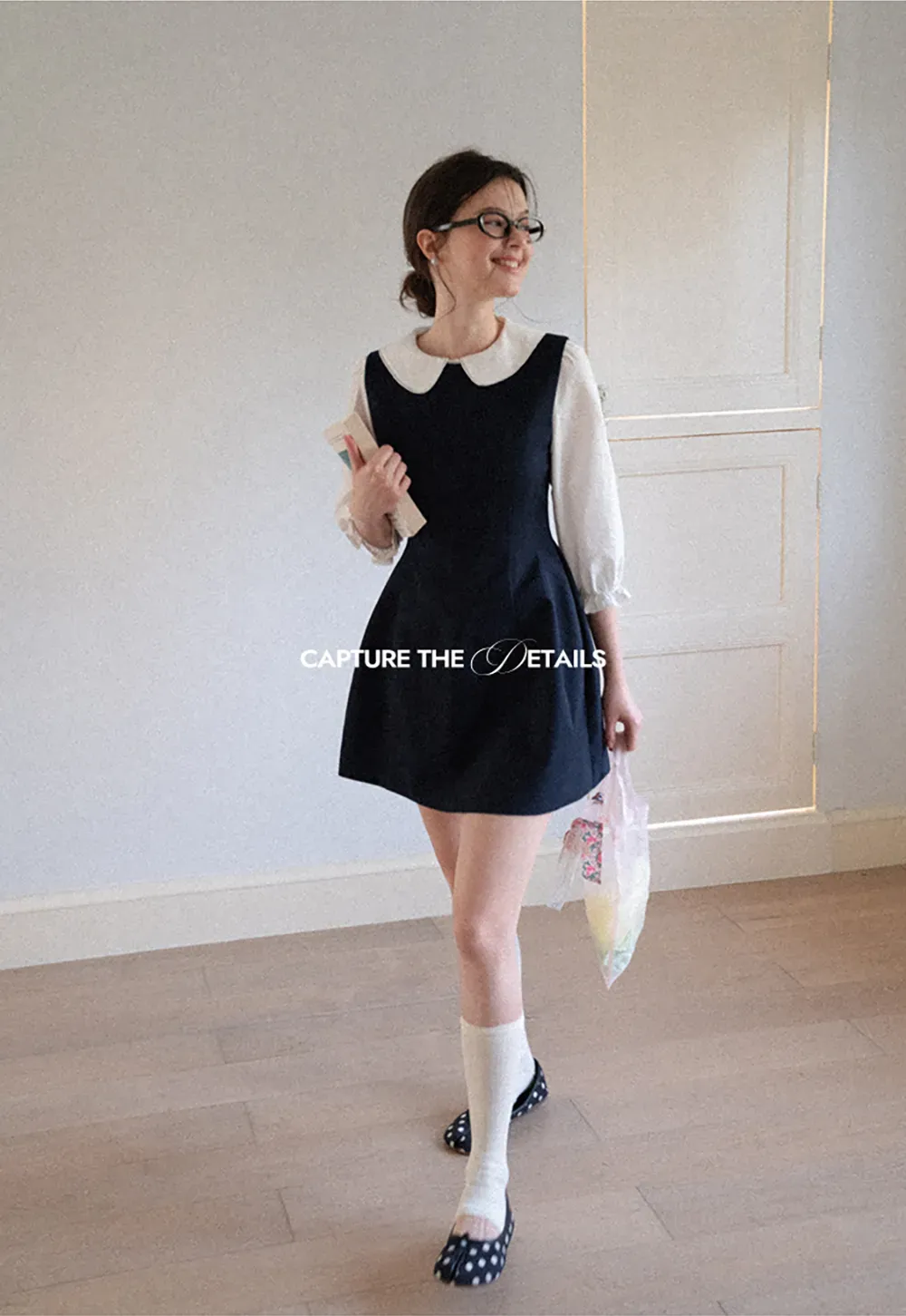 Peter Pan Collar Puff Sleeve Layered Dress