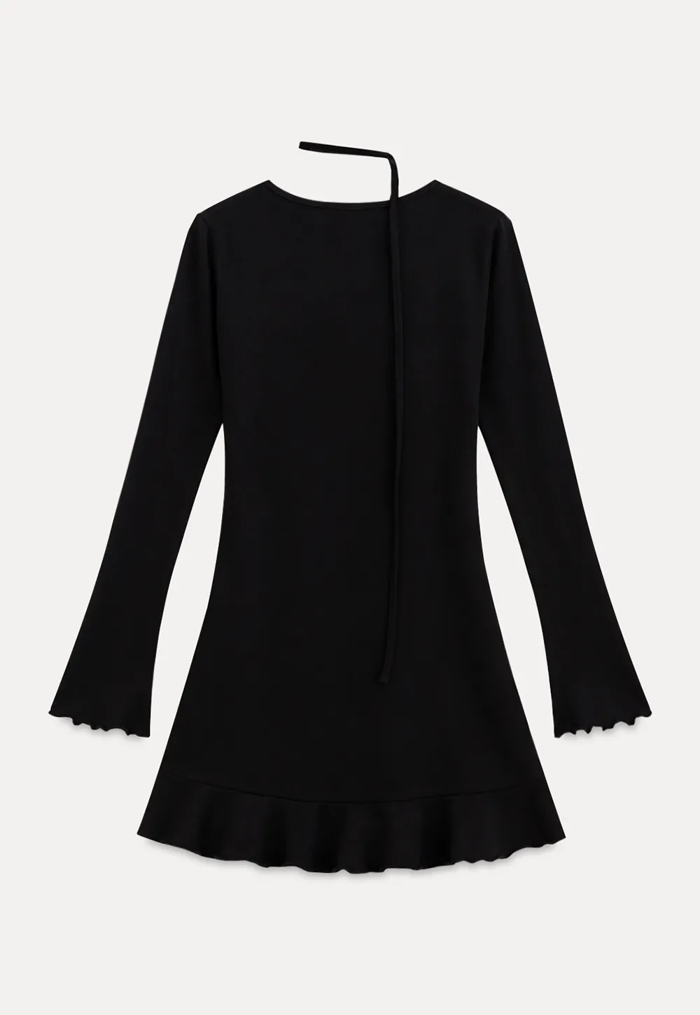 V Neck Long Sleeve Flared Hem Dress