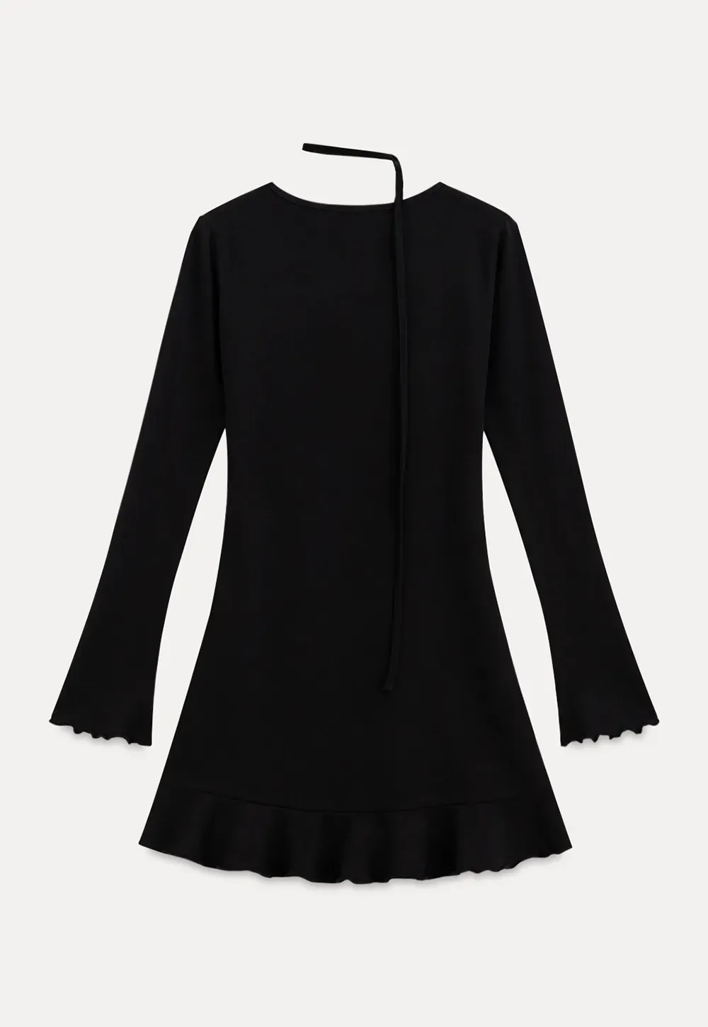 V Neck Long Sleeve Flared Hem Dress