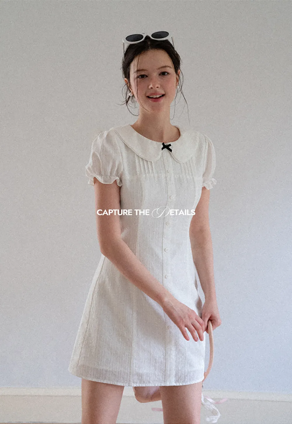 Peter Pan Collar Pleated Short Sleeve Dress