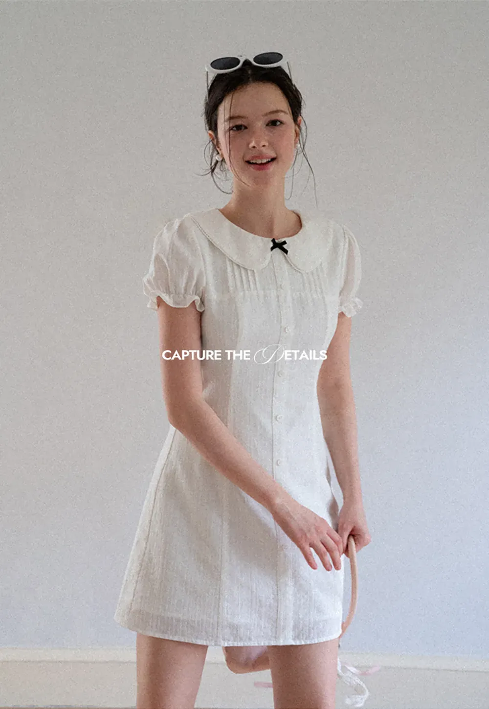 Peter Pan Collar Pleated Short Sleeve Dress