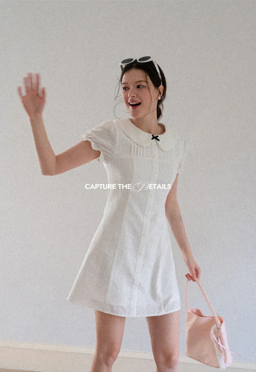 Peter Pan Collar Pleated Short Sleeve Dress