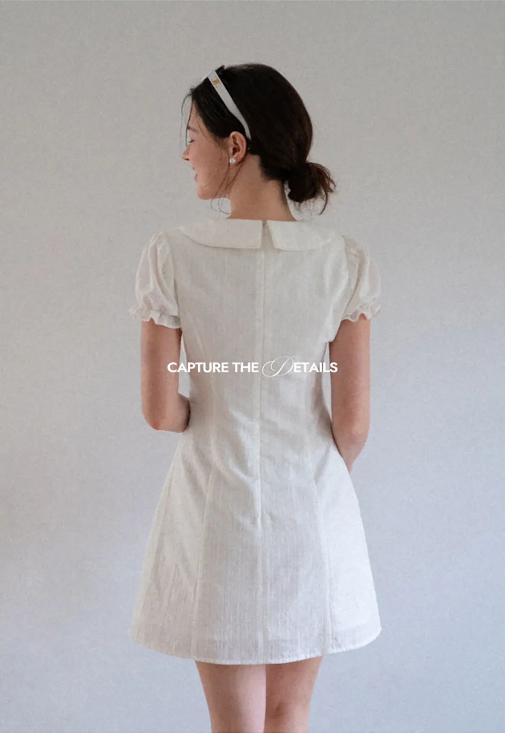 Peter Pan Collar Pleated Short Sleeve Dress