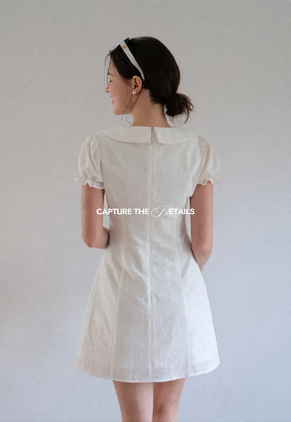 Peter Pan Collar Pleated Short Sleeve Dress