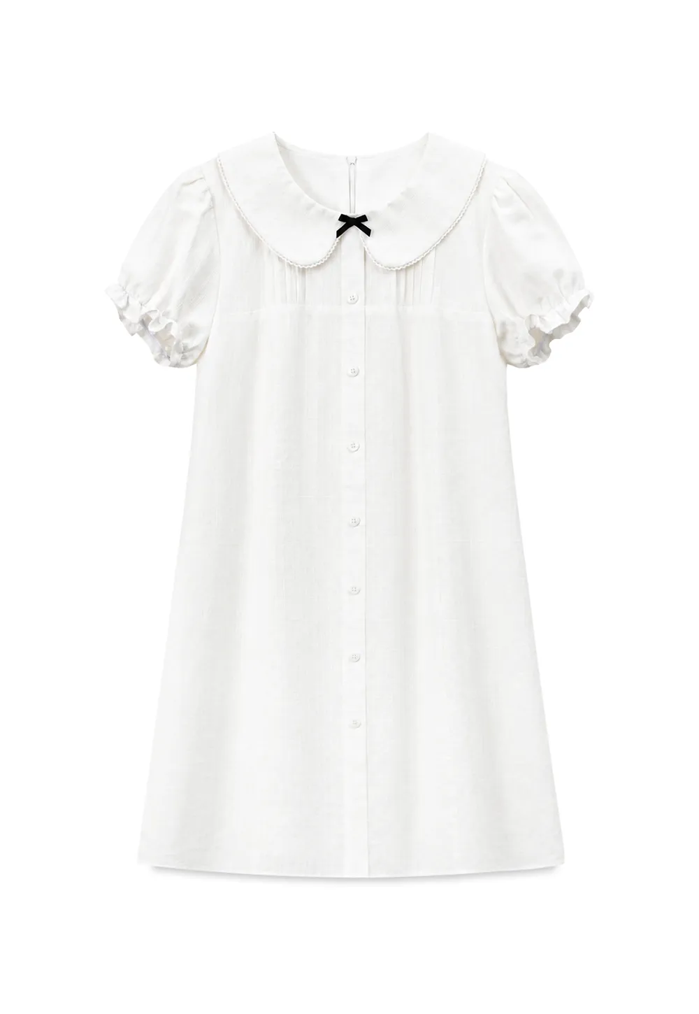 Peter Pan Collar Pleated Short Sleeve Dress