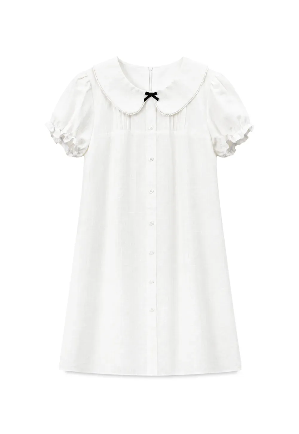 Peter Pan Collar Pleated Short Sleeve Dress