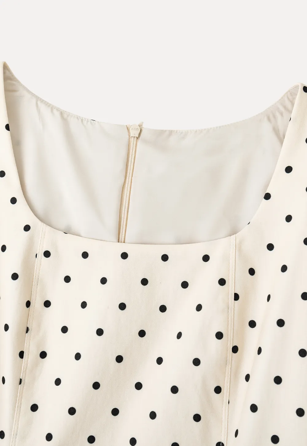 Polka Dot Square Neck Sleeveless A Line Dress