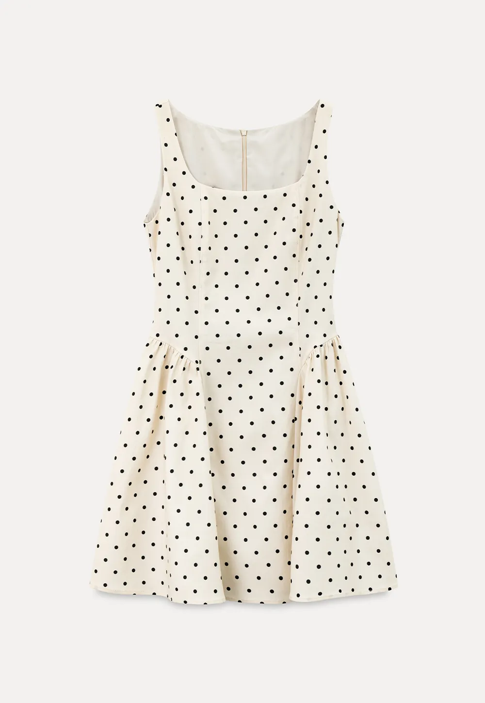 Polka Dot Square Neck Sleeveless A Line Dress
