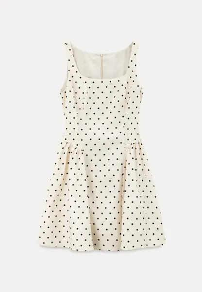 Polka Dot Square Neck Sleeveless A Line Dress