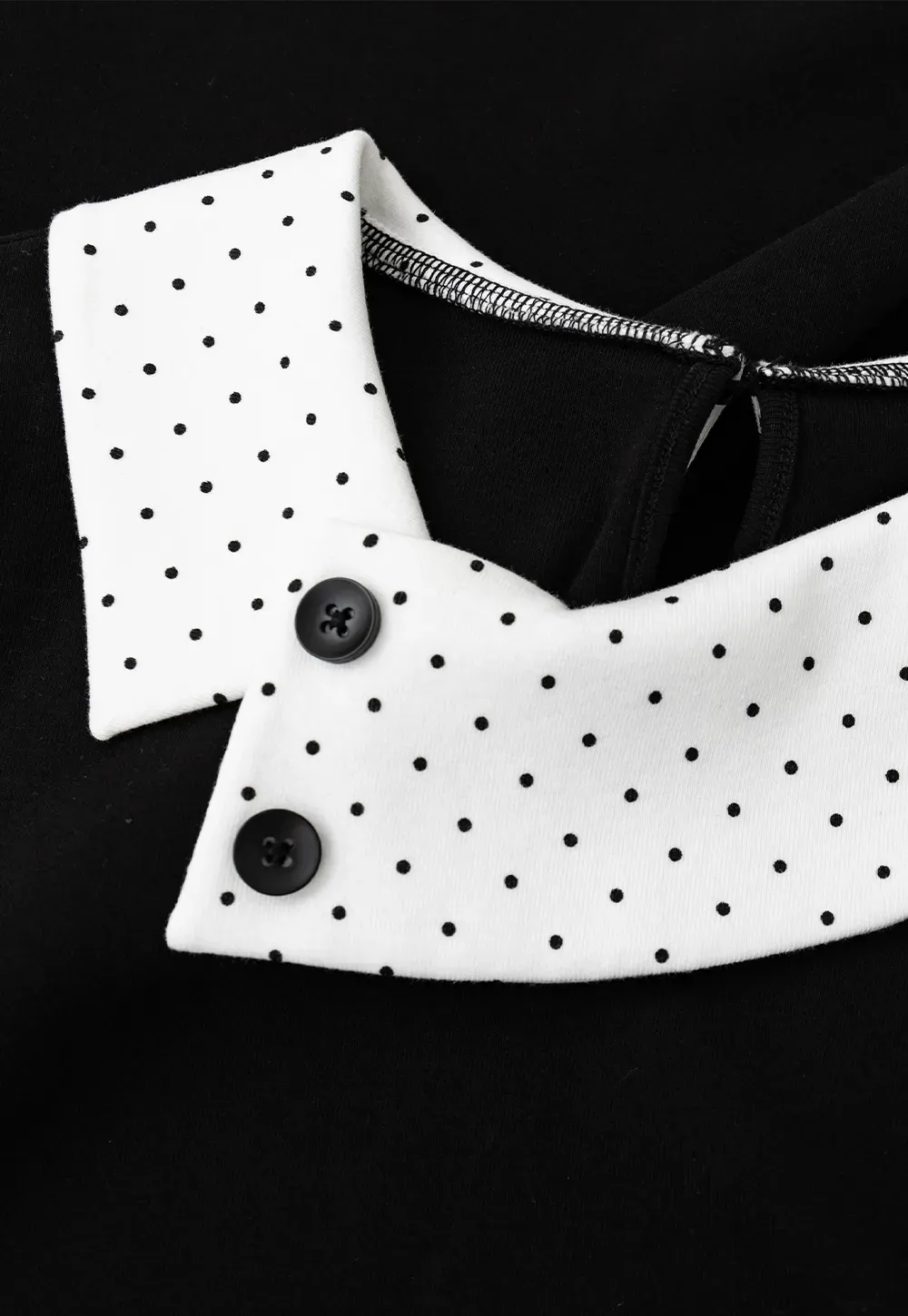 Polka Dot Collar Contrast Panel Sleeveless Dress