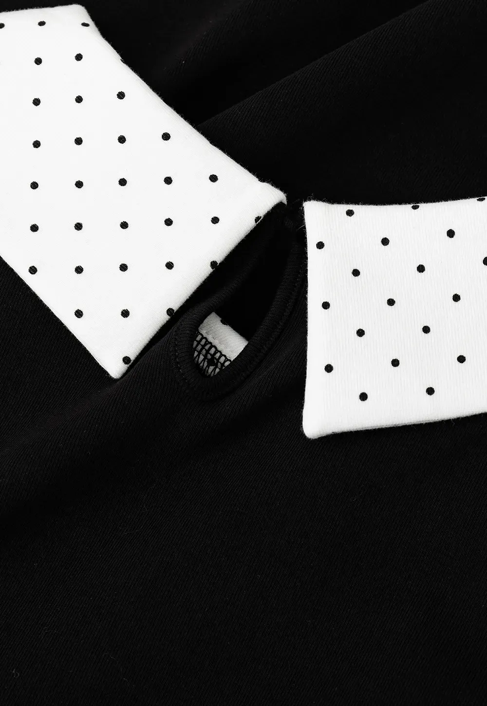 Polka Dot Collar Contrast Panel Sleeveless Dress